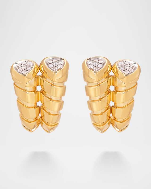 18K Yellow Gold Trisolina Diamond Cuff Earrings